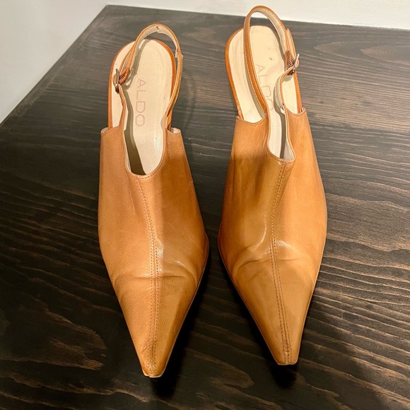 Aldo sz 8 Leather Sling Back Heels - Picture 11 of 12